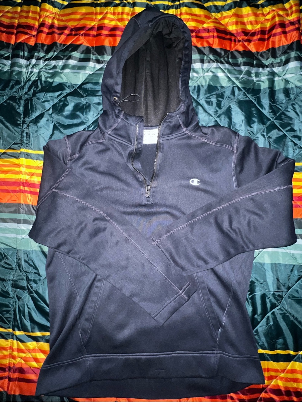 Champion Navy Hooded 1/4 Zip Pullover